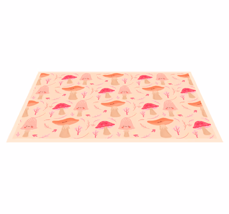 Happy classical mushrooms floral vinyl rug - TenStickers