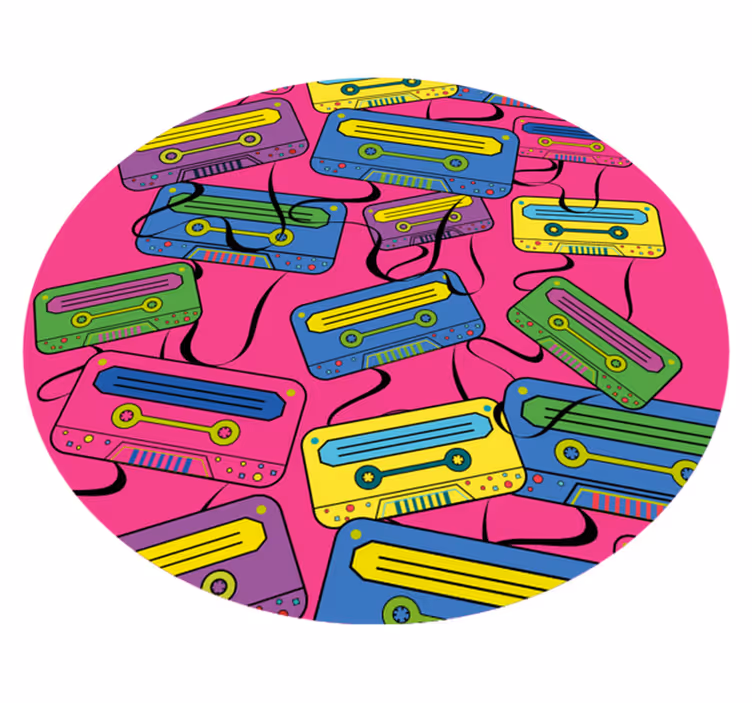 Kids vinyl rug vivid cassette tapes design - TenStickers