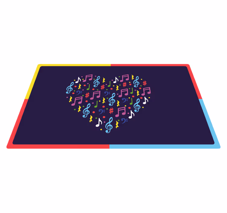 Heart colorful musical notes rectangular rug - TenStickers