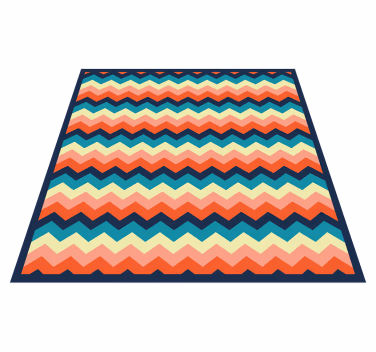 Multicolor zig zag design square vinyl rug - TenStickers