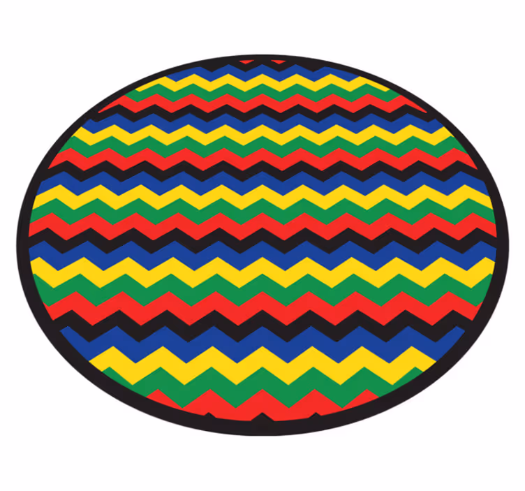 Geometric vinyl rug in vibrant zigzag pattern - TenStickers