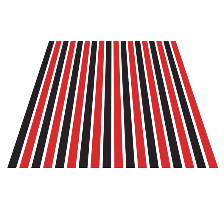 Striped vinyl rug in vertical red and black - TenStickers
