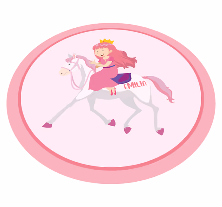 Custom princess on unicorn kids vinyl rug - TenStickers