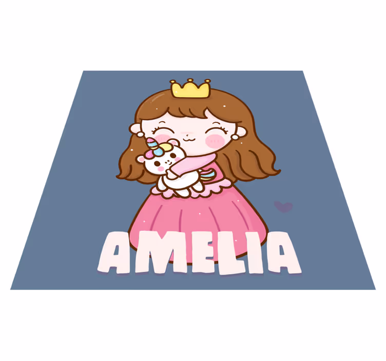 Cute princess with pink dress personalised mat - TenStickers