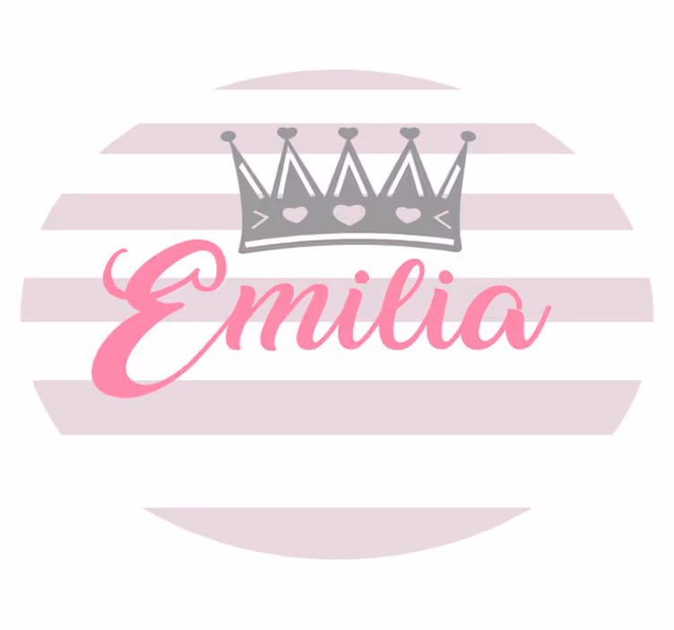 Silver crown with pink name personalised mat - TenStickers