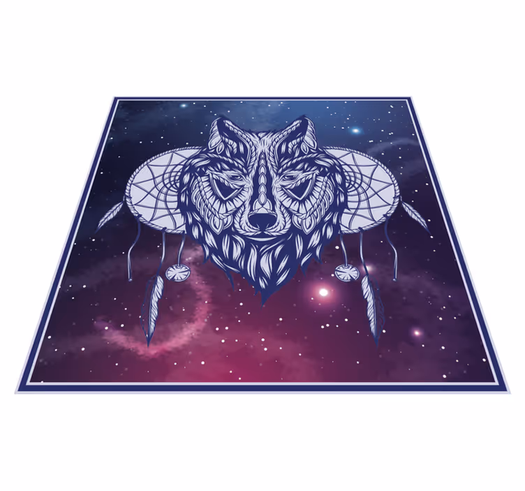 Wolf dreamcatcher motif bedroom vinyl rug - TenStickers