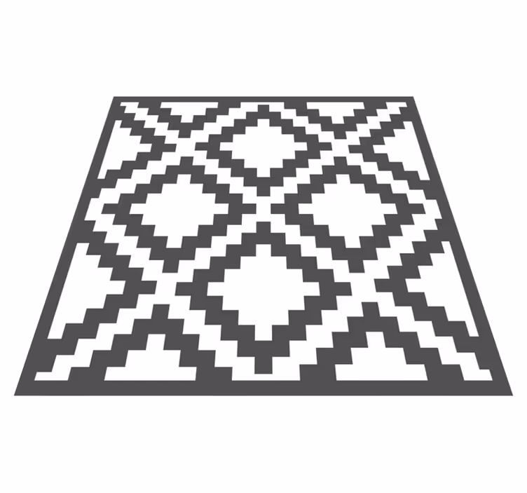 Geometric vinyl rug black diamond design - TenStickers