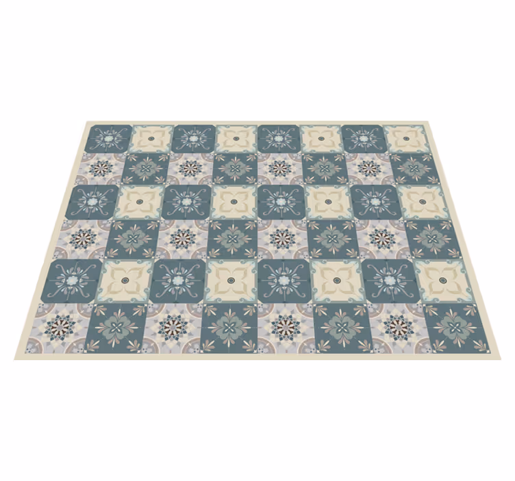 Mosaic vinyl rug in floral mosaic design - TenStickers