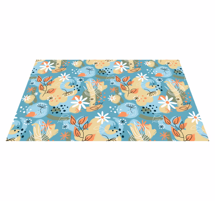 Floral abstract patterns floral vinyl rug - TenStickers