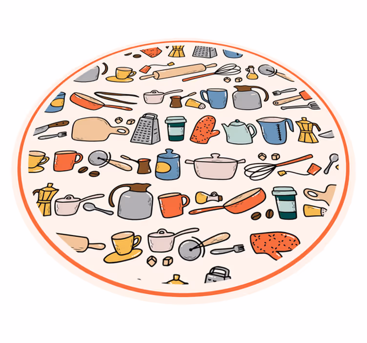 Kitchen vinyl rug for kitchen utensil collection - TenStickers