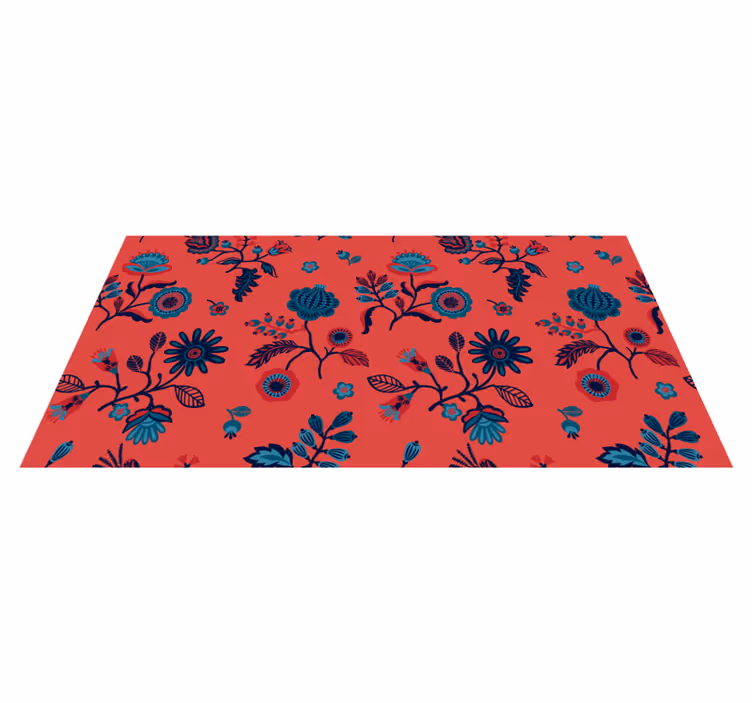 Vivid Flower Illustration floral vinyl rug - TenStickers