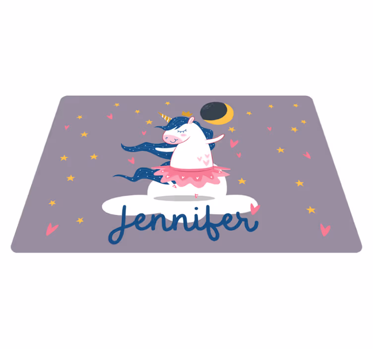 Custom dancing unicorn kids vinyl rug - TenStickers