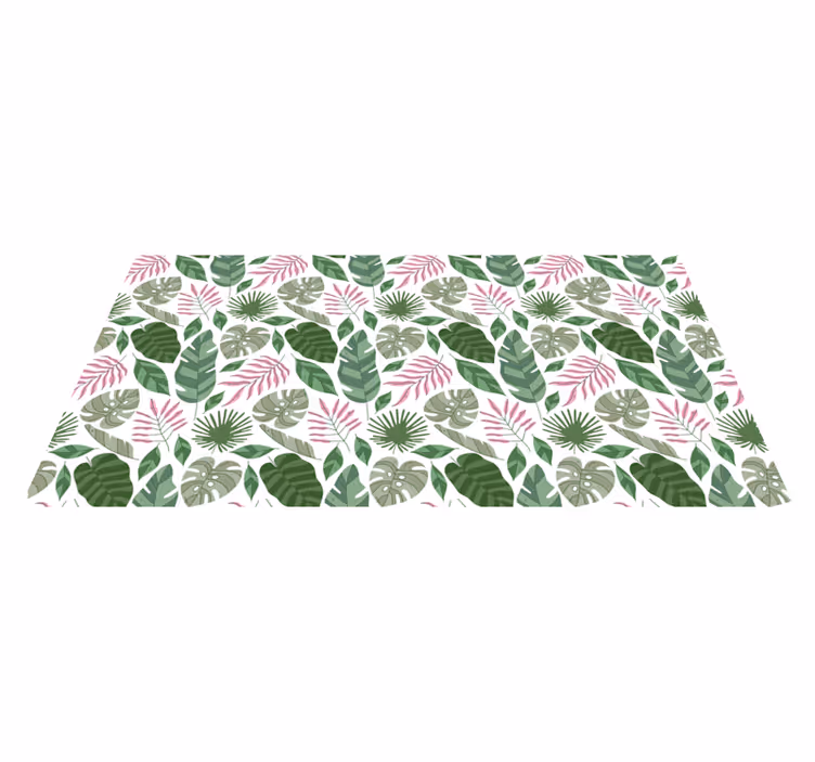 Nature vinyl rug with tropical leaf patterns - TenStickers