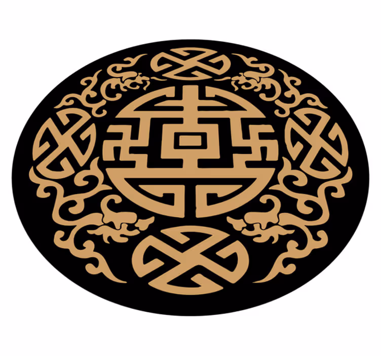 Cultural Symbol Motif circular vinyl rug - TenStickers