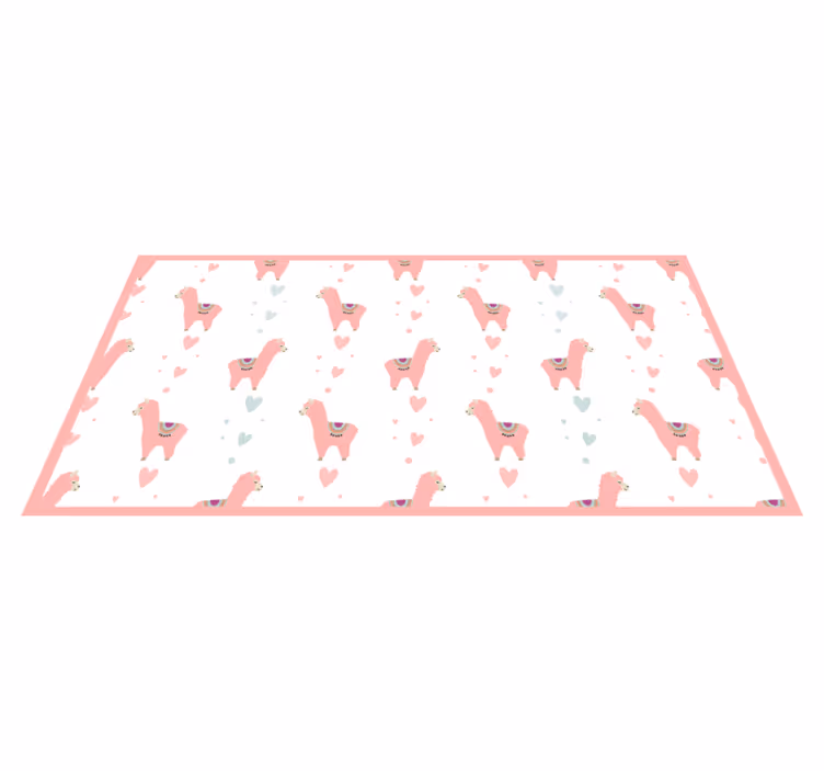 Llama Love Pattern nursery vinyl rug - TenStickers