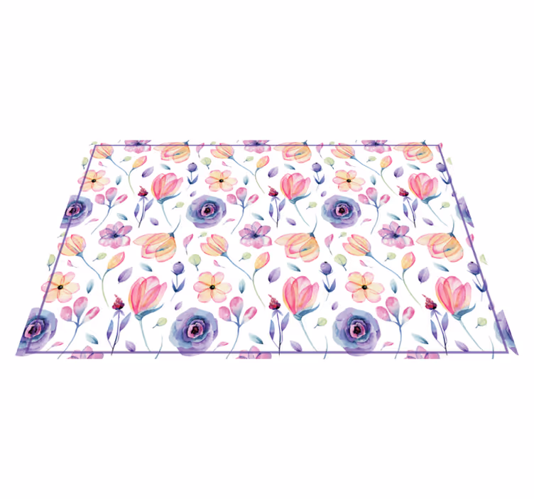 Floral vinyl rug floral watercolor design - TenStickers