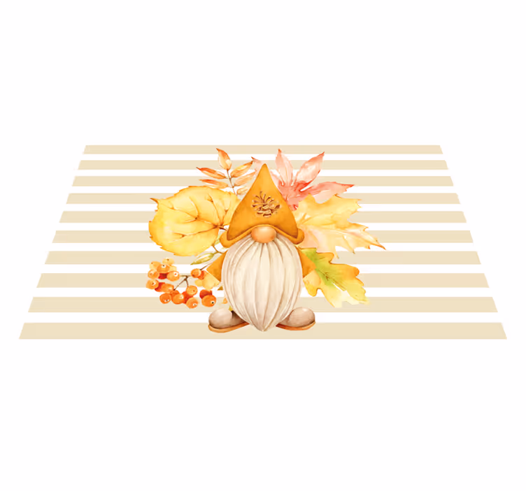 Autumn Gnome Charm striped vinyl rug - TenStickers