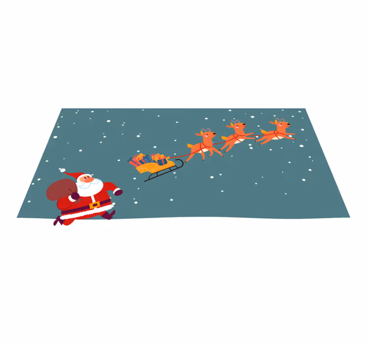 Santa's Sleigh Journey Christmas vinyl rug - TenStickers