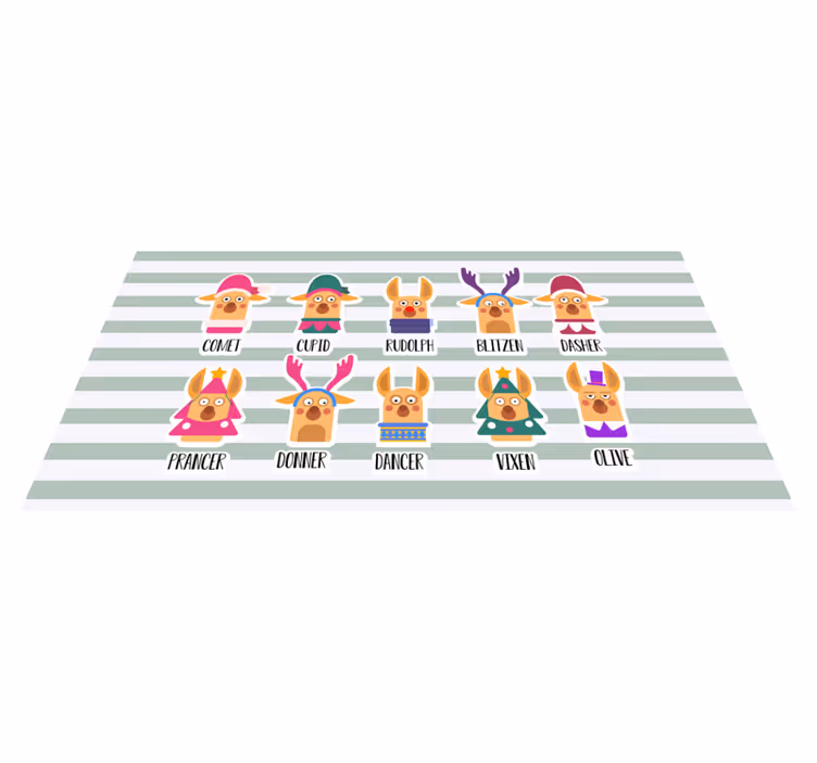 Reindeer Character Collection Christmas vinyl rug - TenStickers