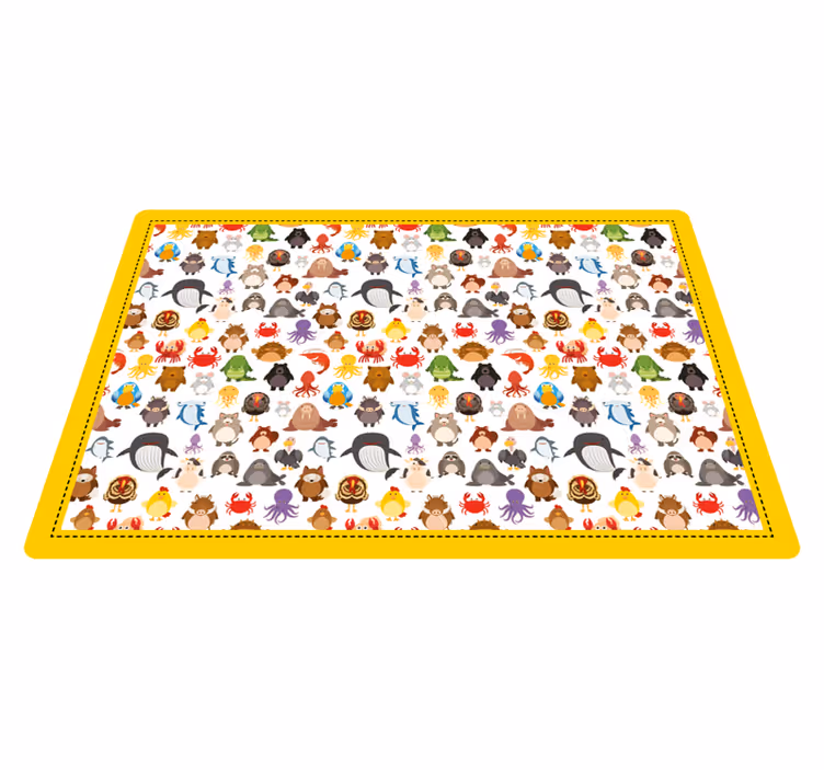 Wild Animals in Colors kids vinyl rug - TenStickers