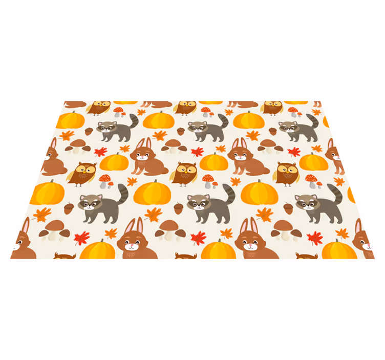 Autumn Animal Characters nursery vinyl rug - TenStickers
