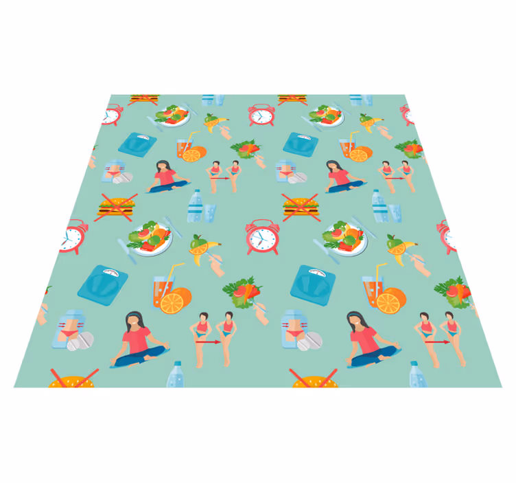 Healthy Lifestyle Icons kids vinyl rug - TenStickers