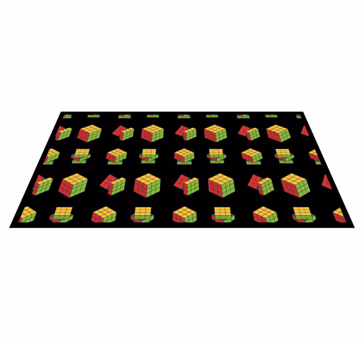 Rubik's Cube Pattern game vinyl rug - TenStickers
