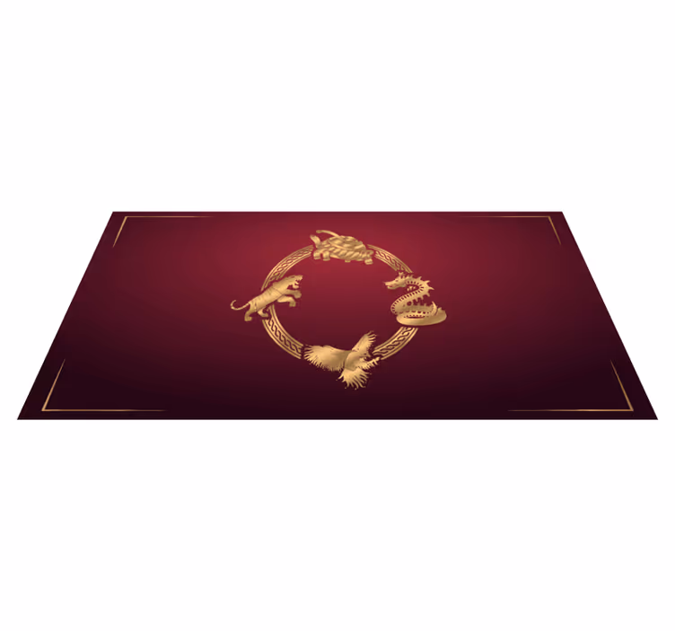 Four symbols dragon tiger animal rug - TenStickers