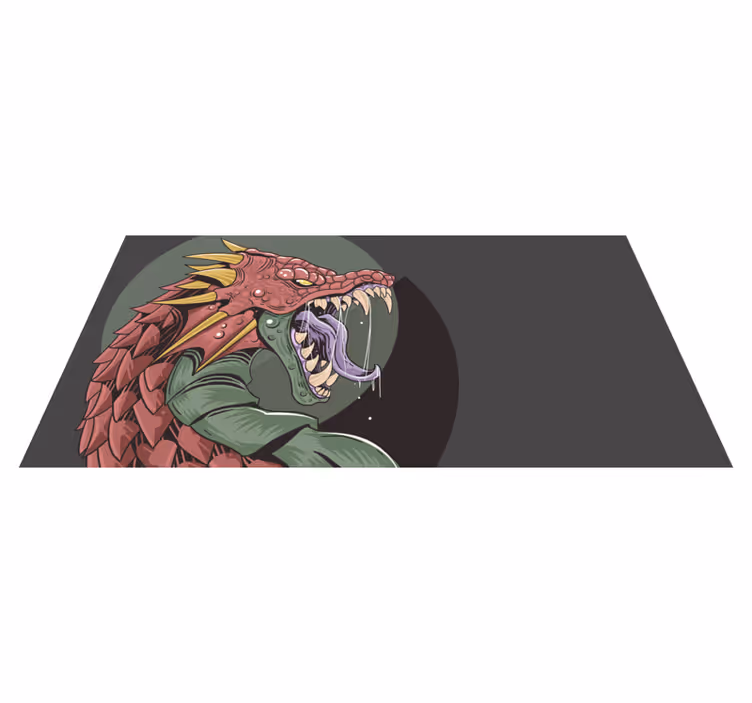 Dragon Head Illustration teen vinyl rug - TenStickers