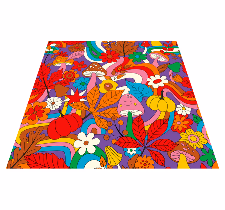 Vibrant botanical arrangement floral vinyl rug - TenStickers