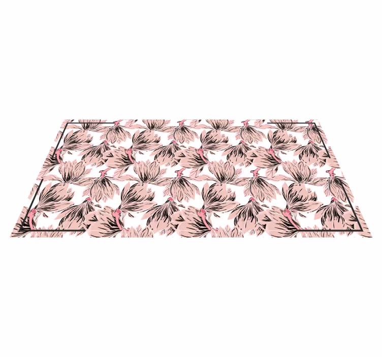 Blush Blossom Motif floral vinyl rug - TenStickers