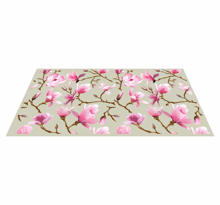 Pink Magnolia floral vinyl rug - TenStickers