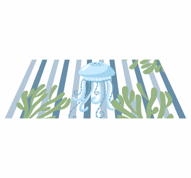 Striped Jellyfish Ocean animal vinyl rug - TenStickers