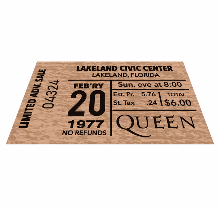 "Queen" concert ticket bedroom vinyl rug - TenStickers
