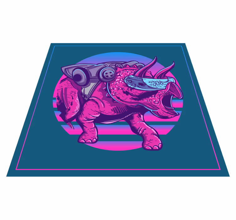 Cybernetic Rhino Illustration animal vinyl rug - TenStickers