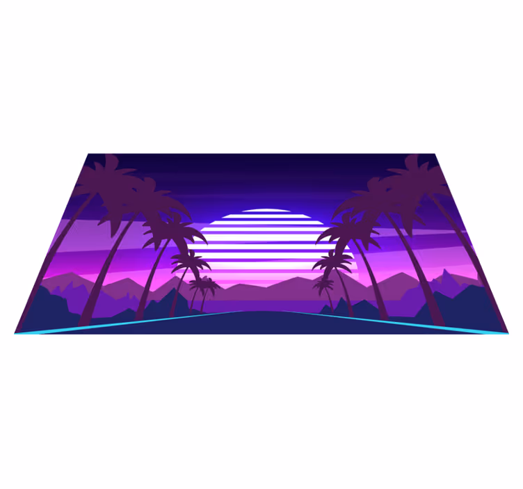 Retro Sunset Aesthetic modern vinyl rug - TenStickers