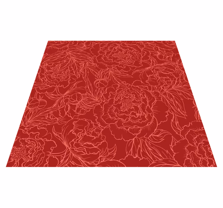 Floral Red Pattern floral vinyl rug - TenStickers