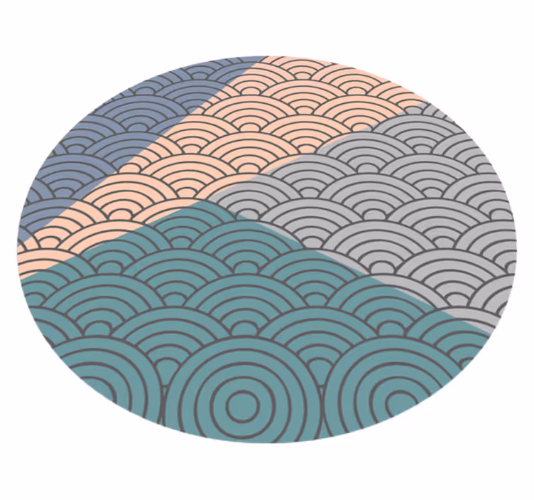Scalloped Waves Pattern geometric vinyl rug - TenStickers