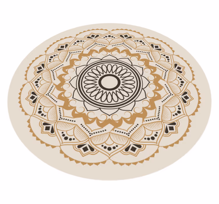 beige Mandala Circular Design mandala rug - TenStickers