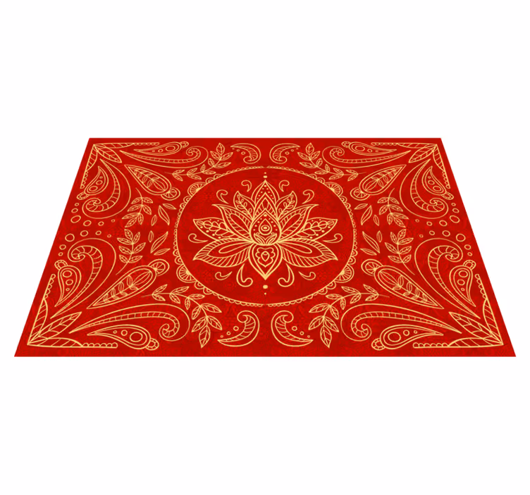 Vintage mandala design red vinyl rug - TenStickers
