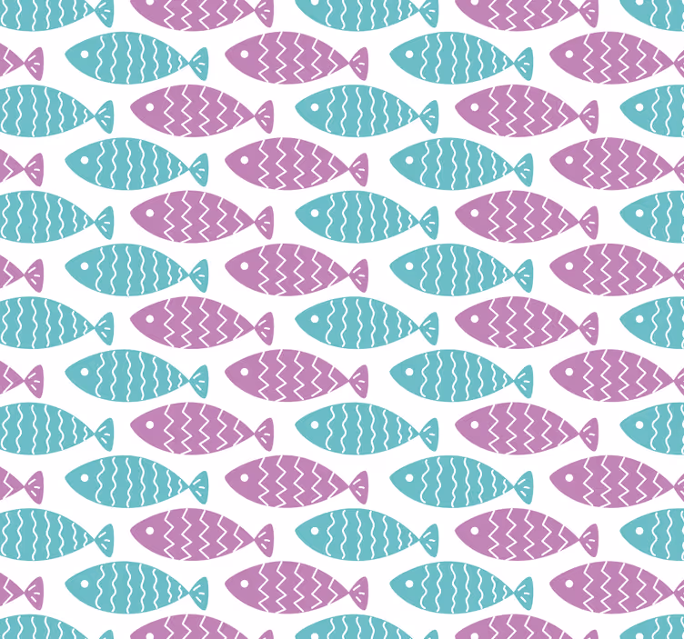 Geometric Fish Motif nursery room wallpaper - TenStickers