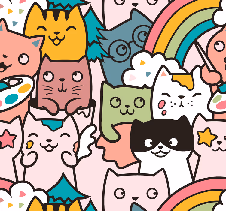 Playful Cat Unicorns nursery room wallpaper - TenStickers