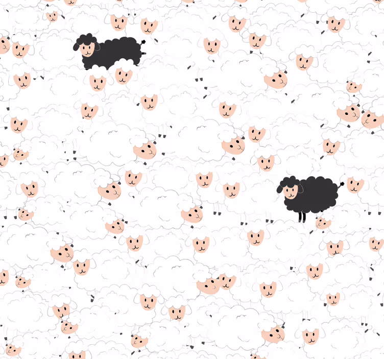 Sheep Delight Motif nursery room wallpaper - TenStickers
