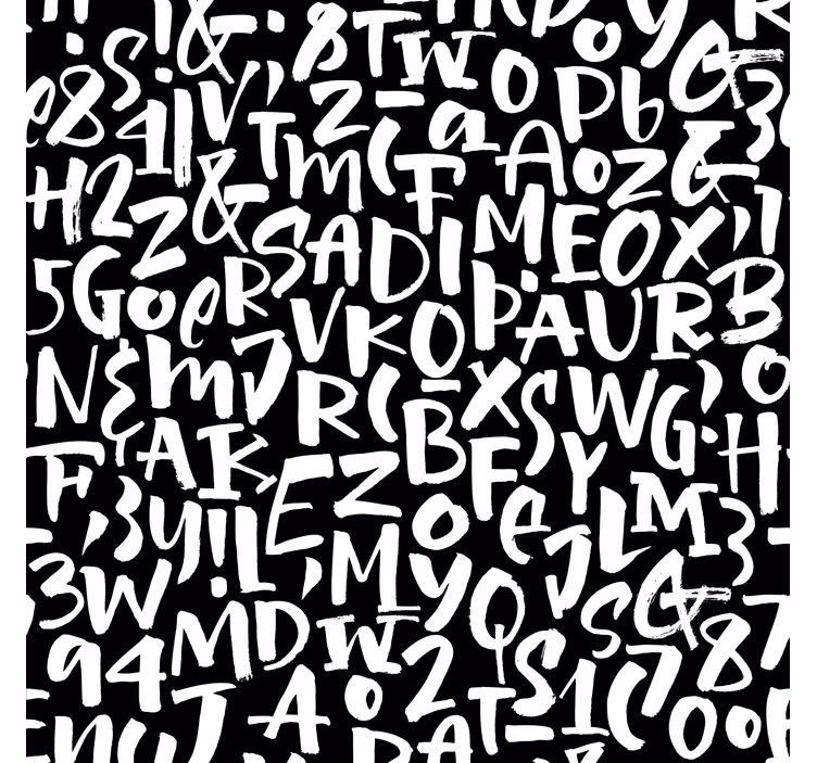 Black and white lettering wallpaper - TenStickers
