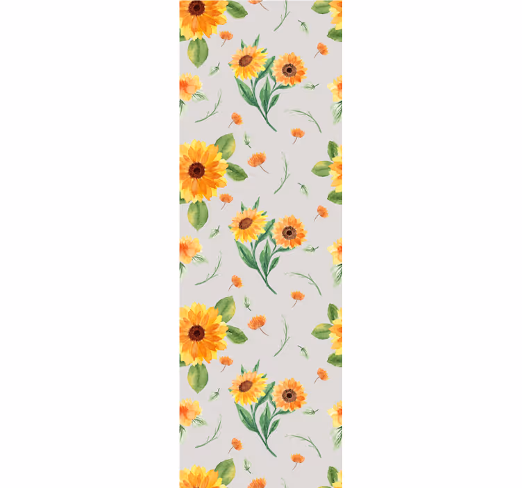 Sunflower grey pattern flowers wallpaper - TenStickers