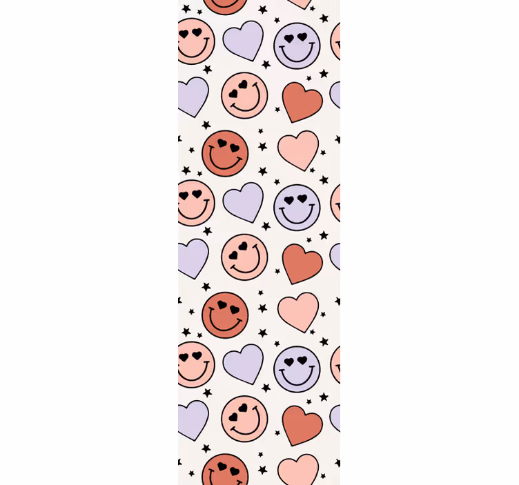 Smiley heart motif wallpaper teenage bedroom - TenStickers