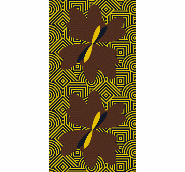 Yellow and brown pattern floral wallpaper - TenStickers