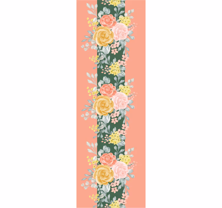 Roses and greenery flowers wallpaper - TenStickers