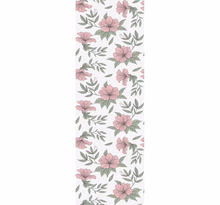 Pink floral motif wallpaper for dining area - TenStickers