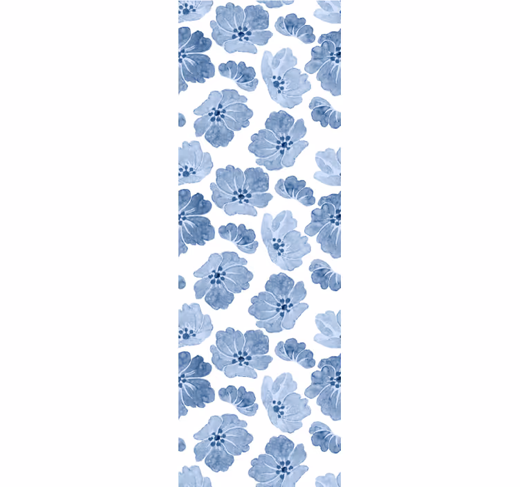 Blue and white floral pattern flowers wallpaper - TenStickers